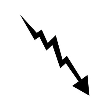 Downward trend arrow zigzag line isolated on transparent background