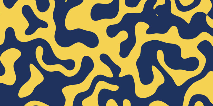 Abstract Organic Shapes Background in Yellow and Dark Blue Color Palette for Design