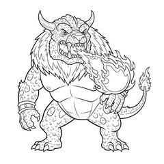 Chimera Fire-Breathing Monster Coloring Page for Kids Greek Mythology Hybrid Beast