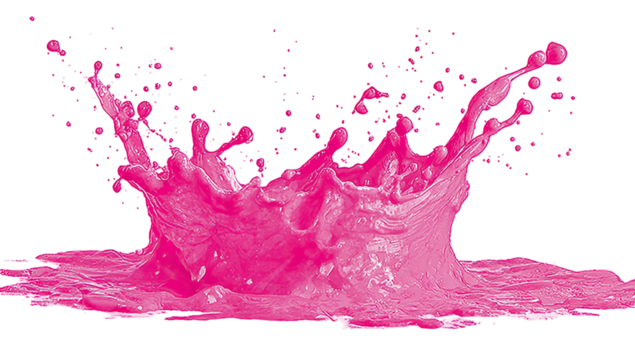 Vivid splash of bright pink liquid against stark black backdrop, capturing upward movement