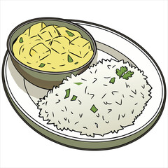 Delicious mango curry, served with rice