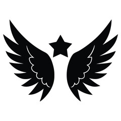 Obraz premium Angel Wings Star Spiritual Vector Illustration