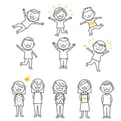 Naklejka premium Happy Children Dancing and Playing Together.