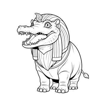 Ammit Devourer Beast Coloring Page for Kids with Hippo Crocodile Lion Features Mythology