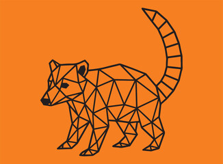 Low Poly Coati Illustration vector line art 
