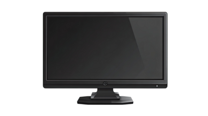 Flat design illustration of black computer with monitor and keyboard on white background, modern digital technology and workspace concept