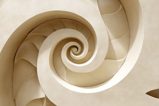 Sandstone spiral architectural detail, textured, curving inward - Powered by Adobe