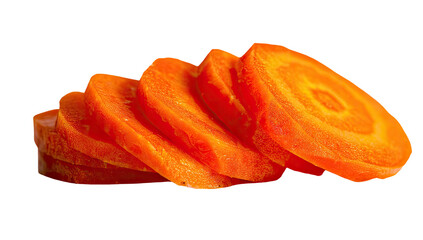 Close-up of fresh, circular orange slices arranged side by side against a stark black background