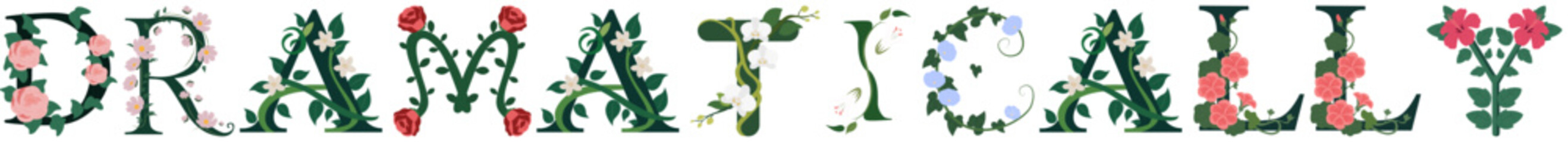 DRAMATICALLY, Botanical Alphabet Print Illustration