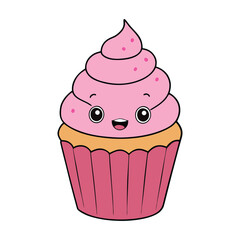 A delightful, cute cupcake with swirled frosting, colorful sprinkles, and a cheerful charm, perfect for sweet treats and bringing smiles to any dessert lover.
