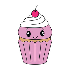 A delightful, cute cupcake with swirled frosting, colorful sprinkles, and a cheerful charm, perfect for sweet treats and bringing smiles to any dessert lover.
