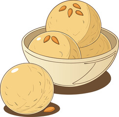 Delicious laddu or ladoo with almond