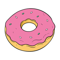 A delicious donut topped with smooth, glossy pink glaze, soft and fluffy inside, perfect for a sweet treat or a colorful, fun snack any time of the day.
