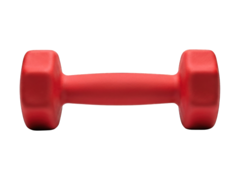 Red dumbbell for fitness, centered on a black background - Powered by Adobe