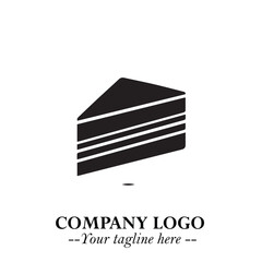 Delicious Cake Icon Symbol in Black on White Background with Sweet Minimalist Modern Design