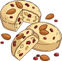 Delicious fruit cake with almond