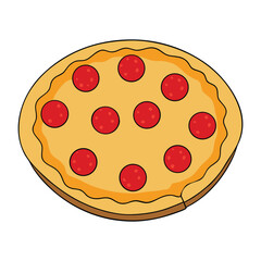 A hot, cheesy pizza topped with savory pepperoni slices, golden-baked crust, and bubbling melted cheese, perfect for a delicious, mouthwatering bite every time.
