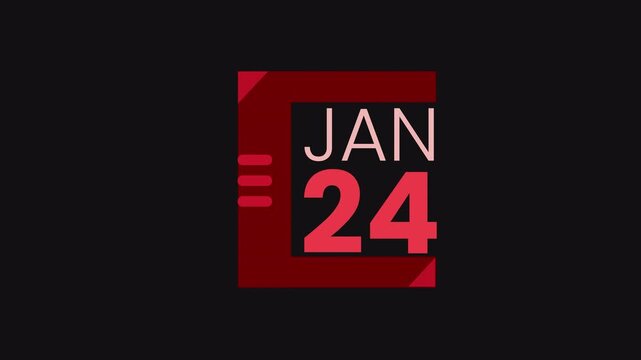 24th December calendar icon animation. Alpha matte with transparent background 4K resolution.
