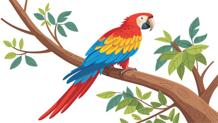 Colorful Macaw Parrot Vector Illustration on White Background