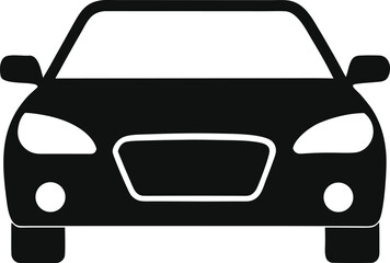 front view car icon silhouette vector illustration on white background