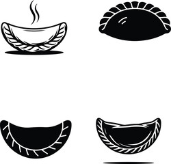 Empanada Icons: Collection of Traditional Savory Pastry Designs and Food Illustrations