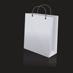 White paper bag, with black cloth handle design, template