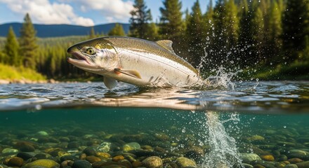 Salmon jumping out of the water