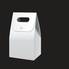 White paper bag, with black cloth handle design, template