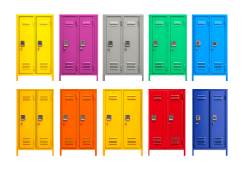 Colorful School Lockers Grid isolated on a transparent background