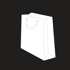 White paper bag, with black cloth handle design, template