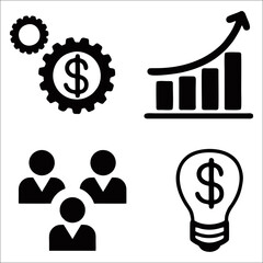 Business growth and teamwork icons showing innovation vector