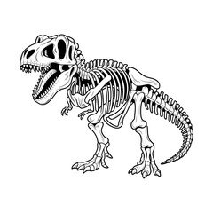 Full Body T-Rex Dinosaur Skeleton Black and White © Aryasakti