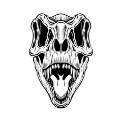 Detailed Engraving Style T-Rex Skull Roaring