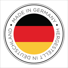 Made in germany label with german flag inside circle