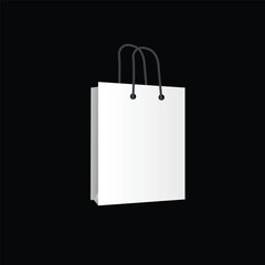 White paper bag, with black cloth handle design, template