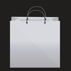 White paper bag, with black cloth handle design, template