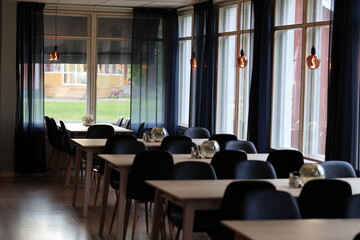 Interior of a restaurant ready tables