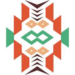 Geometric Aztec Ethnic Motif Native American Inspired Pattern In Terracotta Green Cream And Brown Colors With Transparent Background