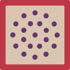 Geometric Pattern Abstract Design With Purple Dots On Beige Background And Red Border