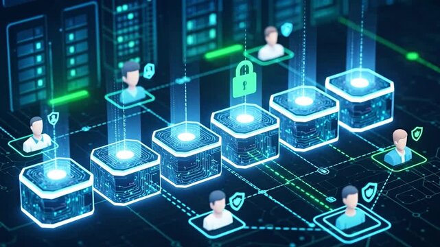 Secure blockchain network connecting users with digital security and chain links