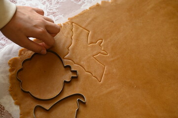 
Honey gingerbread cookies preparation for Halloween