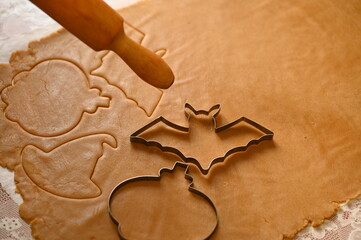 
Honey gingerbread cookies preparation for Halloween