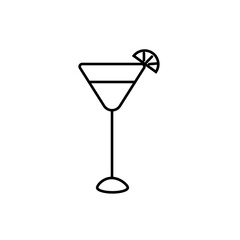 Isolated cocktail icon. Vector black and white icon. Summer vibe, cool. Doodle style. Can be used in mobile apps, websites, and advertising.