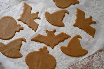
Honey gingerbread cookies preparation for Halloween