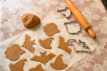 
Honey gingerbread cookies preparation for Halloween