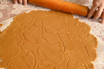 
Honey gingerbread cookies preparation for Halloween
