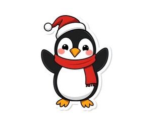 Fototapeta premium penguin santa claus