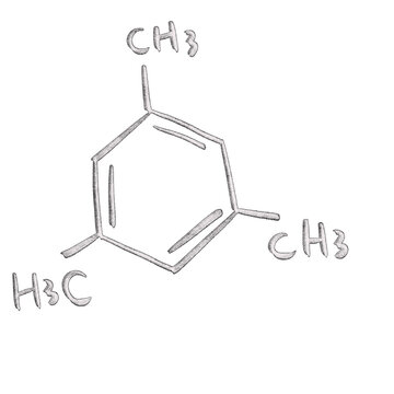 Chemical Structure of Mesitylene Trimethylbenzene Keywords: chemistry, chemical structure, molecule isolated on a transparent background