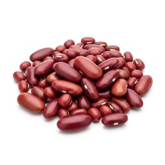 Pile of kidney beans on a white surface exhibiting rich texture and color