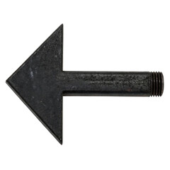 Fototapeta premium A small black arrow with a threaded end, isolated on transparent background